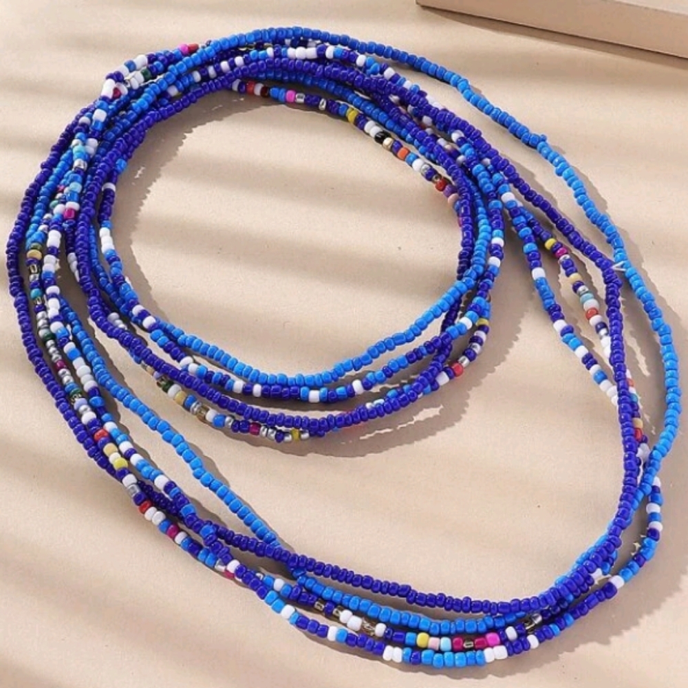 Women's 4pc Glass Color block Waistbeads